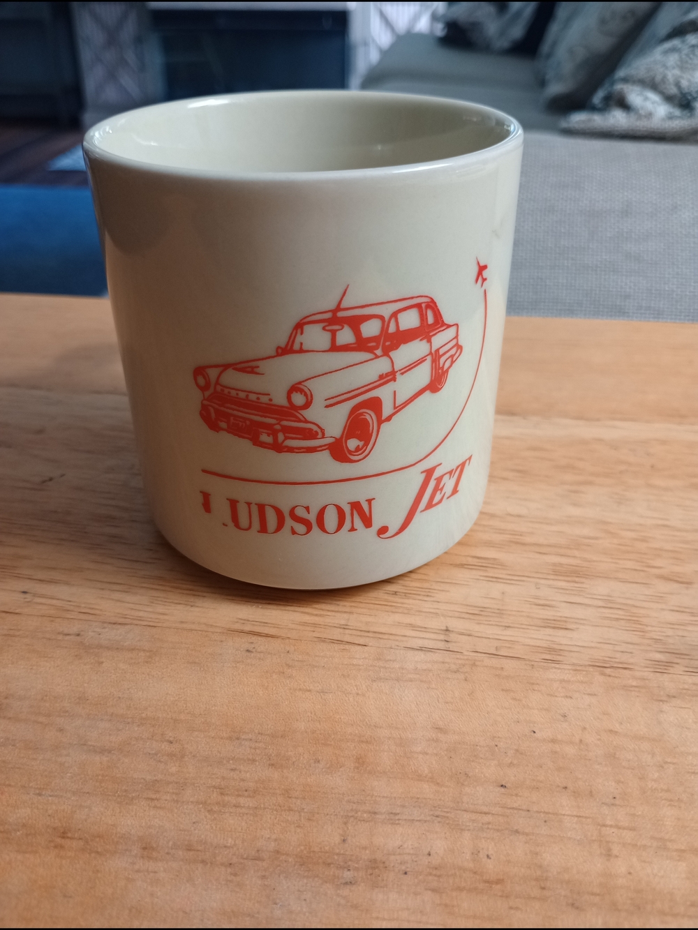 Hudson Jet Cream Ceramic Mug with Red Graphic